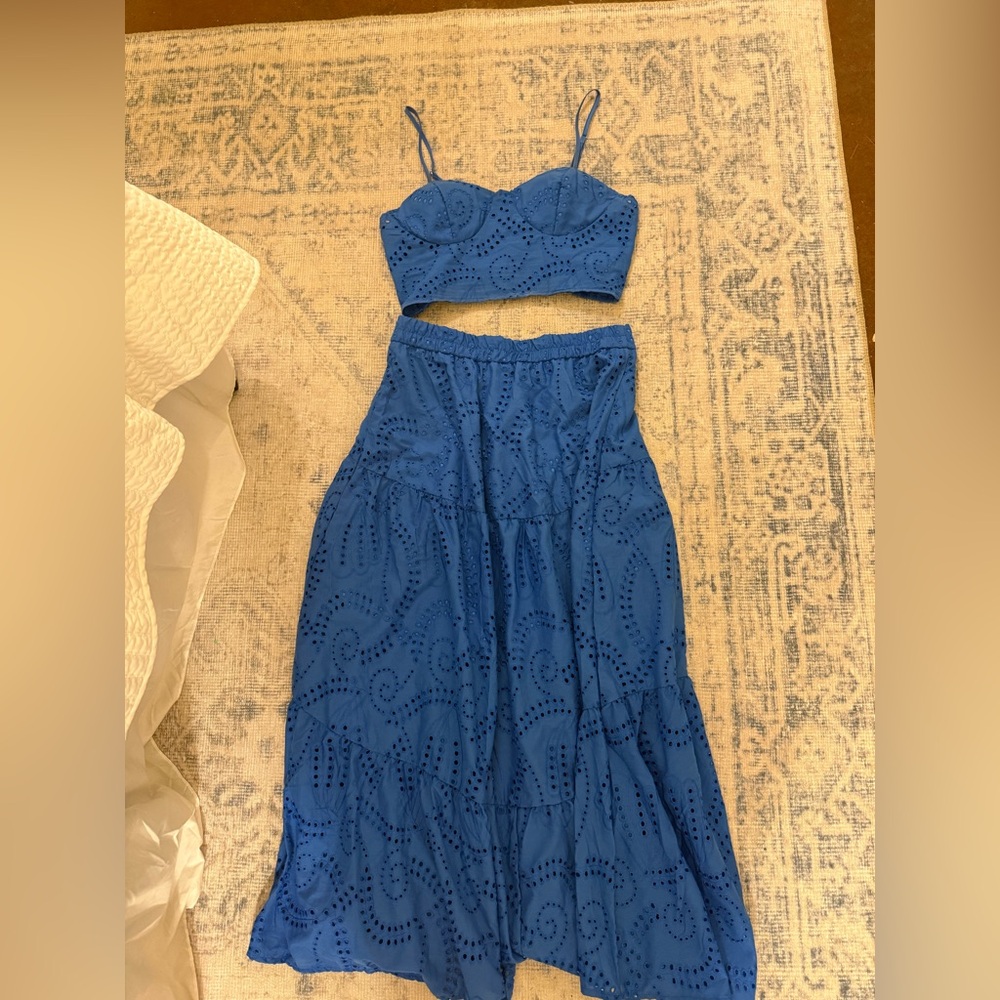 Blue Maxi Skirt Set